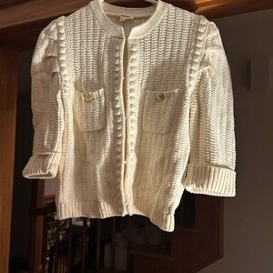 L'AGENCE Textured Cream Cardigan